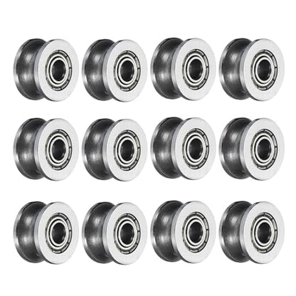 uxcell 12pcs U624ZZ U Groove Track Guide Bearing 4x13x7mm U Groove Roller Wheel Carbon Steel Bearings, ABEC3 - size: TU0310