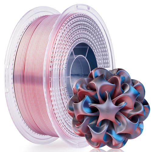 AMOLEN Silk 4 Colors in 1 3D Printer Filament, Blue/Red/White/Black, 1KG - color: Blaze-blue Red White Black