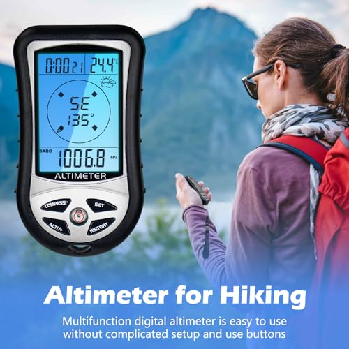 Digital Compass Altimeter Handheld Hiking Thermometer 8 in 1