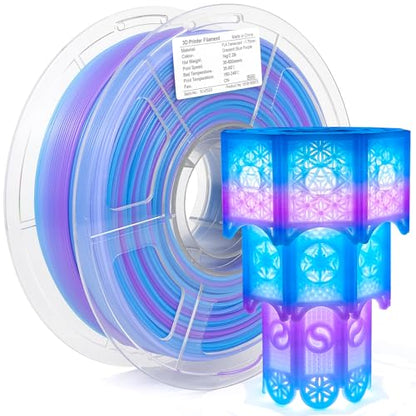 iSANMATE Rapid Translucent PLA Filament 1.75mm, Multicolor Rainbow PLA, Dimensional Accuracy ±0.02mm, 1kg Spool-Blue Purple - color: Clear-blue Purple