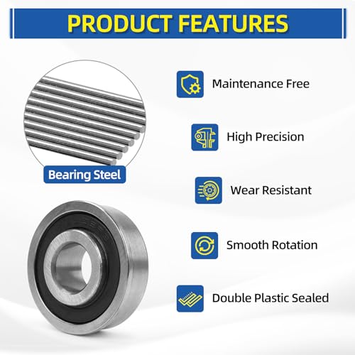 GICOOL 1/2" Sealed Flanged Steel Bearing, 13mm ID x 35mm OD x 13mm W, 4 PK - size: ID 1/2" x OD 1-3/8"