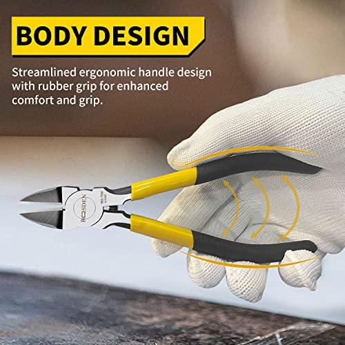BOOSDEN Wire Cutter 6.5 inch Cutting Pliers Diagonal Cutter Snipper 6 Pack - size: 6.5"- 6 Pack