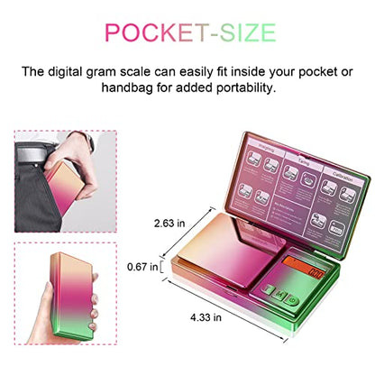THINKSCALE Gram Scale 300g×0.01g – Iridescent Rainbow Chrome, Jewelry - color: Multicolored