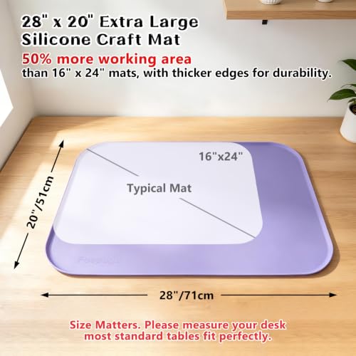 Silicone Mat with Edge for Bead Board: 28" x 20" Craft Mat with Raised Side - color: Purple, size: 28"L x 20"W