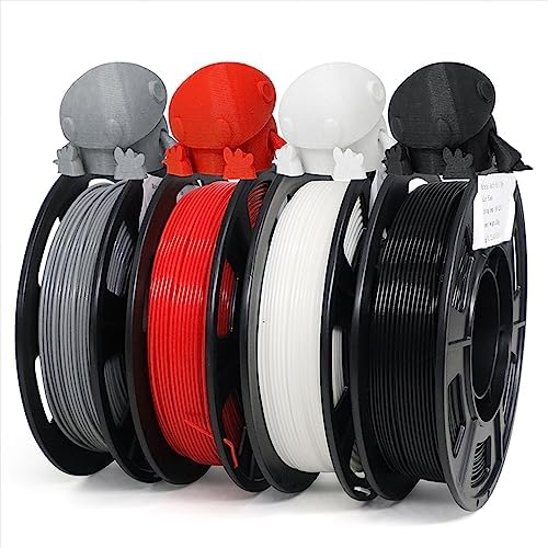 YOUSU PLA Plus (PLA+) Filament 1.75mm Bundle 4x250g, 4 Pack 1 KG Sample 3D Printer Filament, 3D Printing Multi Pack Filament Dimensional Accuracy +/- 0.02mm(2.2lbs),Black/White/Grey/Red - color: Multi-pack 4x250g (Black/White/Grey/Red), size: F-PLA+