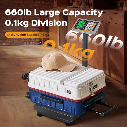 Bonvoisin Digital Platform Scale 660LBs Heavy Duty Floor Scale KG/LB Switchable Postal Shipping Scale for Weighing Packages, Luggage, Suitcases, Boxes