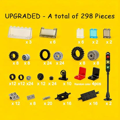 298Pcs Wheels and Axles Set Tires City Car Parts Building Brick Accessories - color: 298pcs