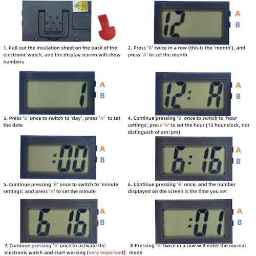 Shudyear Small Digital Clock， with Jumbo LCD Time & Day Display，Mini Automotive Small Digital Clock Battery Operated for Desktop Nightstand Pocket Car Truck Dashboard & Air Vent (1, Black) - color: Black