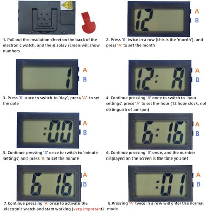 Shudyear Small Digital Clock， with Jumbo LCD Time & Day Display，Mini Automotive Small Digital Clock Battery Operated for Desktop Nightstand Pocket Car Truck Dashboard & Air Vent (1, Black) - color: Black