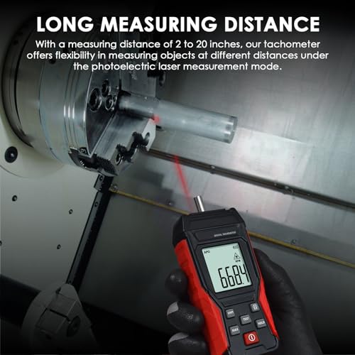 Digital Tachometer 2-in-1 Non-Contact Laser Photo Tachometer 3~99,999RPM & Contact RPM Meter Gauge 3~19,999RPM Handheld RPM Tachometer Tester with Contact Probes for Line Speed and Motor RPMs Testing - color: Tachometer