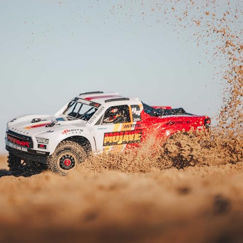 ARRMA Mojave RC Truck 4X4 4S BLX 1/8th Scale Desert Truck RTR (Battery and Charger Not Included), White/Red ARA4404T1