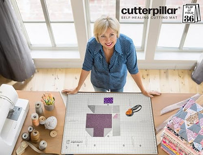 Cutterpillar Flip & Fold | Self-Healing Cutting Mat | 9" x 12" to 24" x 36" - size: Flip and Fold 36