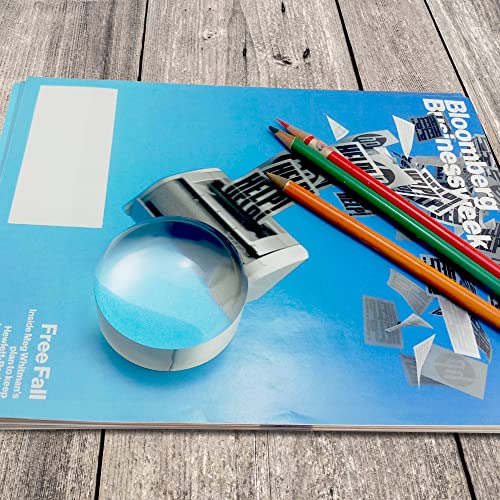 MAGDEPO 4X Acrylic Dome Magnifier 2.5 inch Crystal Clear Paperweight with Card Size Magnifying Sheet for Blueprints, Maps, Newspapers, Hobbies, etc. - size: 2.5"
