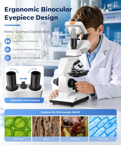 PalliPartners 40x-2000x Biological Compound Trinocular Microscope - color: White