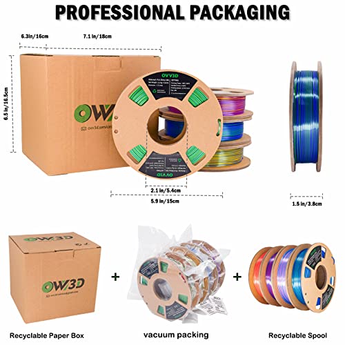 OVV3D PLA 3D Printer Filament Bundle, Silk Dual Color PLA Filament - color: Red Gold Blue Green