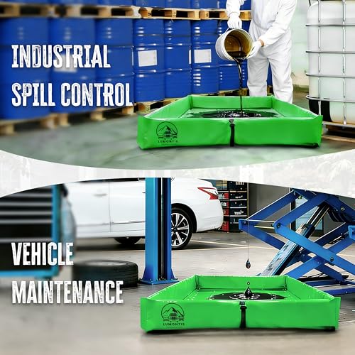 Thick PVC Oil Spill Containment Berm 3' x 3' x 6" Portable Folding - size: 3ft x 3ft x 6in