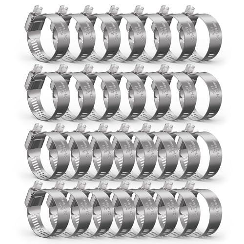 30PCS Stainless Steel Worm Gear Hose Clamps, 13/16"-1-1/2" (21-38mm) - color: Silver, size: 13/16" to 1-1/2"(30pcs)