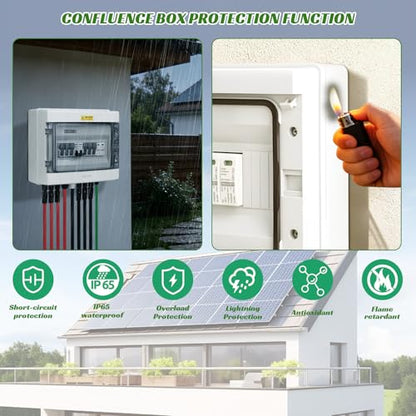 3 in 1 Out Solar Combiner Box,PV Combiner Box with 20A PV Fuse,DC 63A Circuit Breaker and Surge Protector,IP65 Solar Disconnect Switch Box for Indoor Outdoor Solar Panel System (3 in 1 Out 20A 500V) - size: 3 In 1 Out 20A 500V
