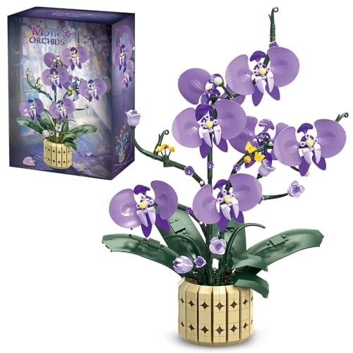 39119 Moth Orchids Building Blocks Flower Set, 832 Pieces of Floral and Plant Series Block Sets, Adult Creative Enthusiast Model Gifts and Unique Collectibles, Can be Used for Room Decoration - color: A2
