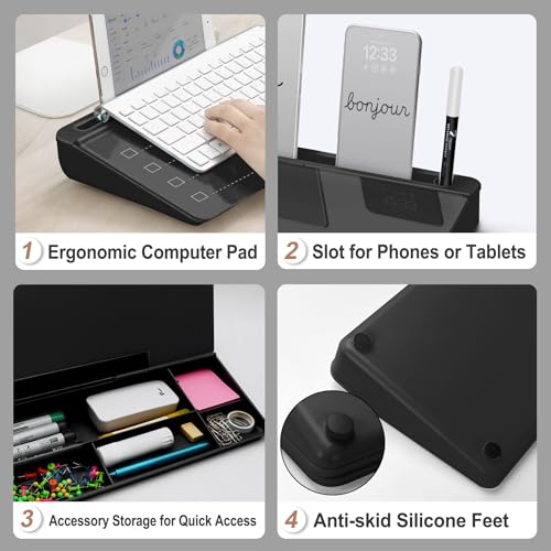 TOWON Glass Desk Whiteboard 16x7 in with to-Do List Templates, Black - color: Line Black