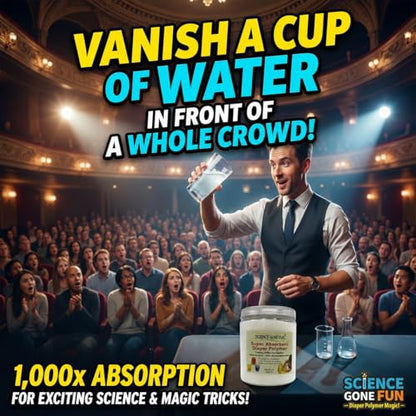 Magic Powder Super Absorbent Polymer, 16 oz Sodium Polyacrylate Powder, Instantly Turns Liquid into Slush, Science Experiments, Magic Tricks, Pranks, STEM Learning, Party Gag Gift