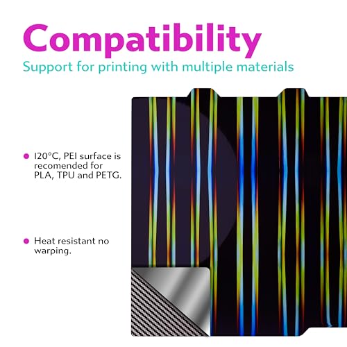 Cookiecad Cookie Sheet - Holographic 3D Printer Build Plate - Double Sided Reflective 3D Printer Bed, Flexible Spring Steel 3D Printer Platform (Chromatic Light Beams, 180x180) - size: 180x180, style: Chromatic Light Beams