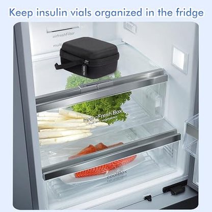 Peptide Case for Fridge, 12 Slots Insulin Vial Protector Organizer Bag, Peptide Vial Storage Case for 1ml 3ml 5ml 10ml Vials, Diabetes Insulin Carrying Case - size: Black-12 Slots