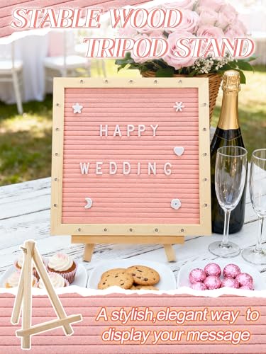 Aulock 10×10" Light up Felt Letter Board with Changeable Letters & Tripod - color: Pink