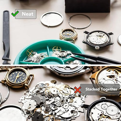 Watch Parts Storage Box, 5 Layer Watch Parts Box Container, Colorful Watch Repair Parts Organizer, Round Plastic Watch Repair Tools Tray Holder for Movement Screw Component