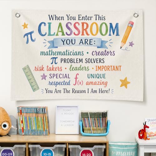 Math Classroom Decor Canvas Wall Hanging Banner - color: 04-Math Classroom - Inspirational Words