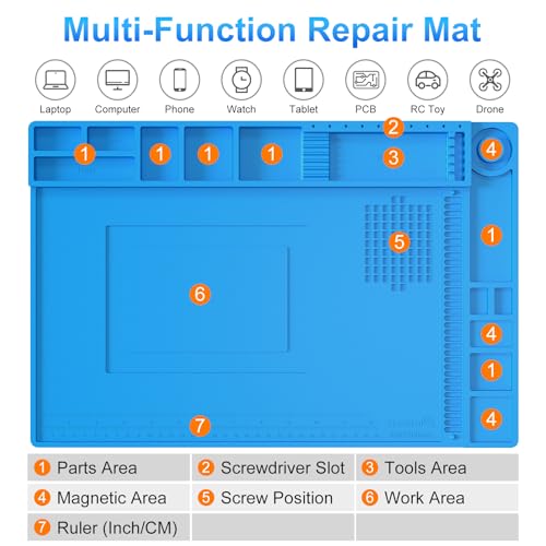 STREBITO Silicone Soldering Repair Mat Magnetic Work Mat 17.7''x11.8''