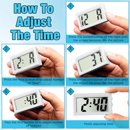 Frienda 3 Pieces Mini Small Digital Clock Stick On,White,Black,Blue - color: White,black,blue