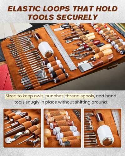 SAKERNEO Leather Working Tools kit Leather Tooling Kit Leather Craft Tools - size: Max Version