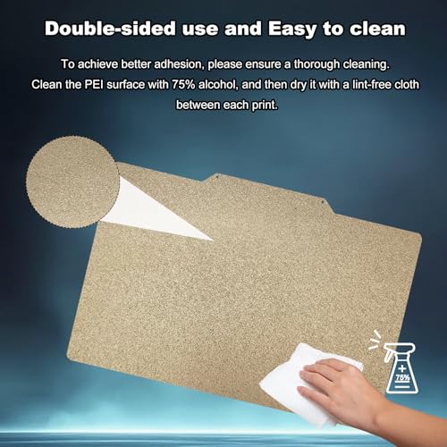 230x150mm Gold PEI Build Plate for Creator Pro 2/Qidi X-Pro/Qidi Tech/Dreamer/Inventor, Double Sided Textured PEI Flexible Spring Steel Platform Heated Printing Bed for 3D Printer - size: 230x150mm
