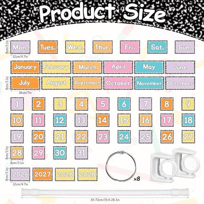 FYSUIMU Composition Notebook Calendar Bulletin Board Set Pastel Flip Calendar with 54 Cards & Adjustable Holder for Back to School Classroom Home Office DIY Decoration Supplies - style: pastel composition