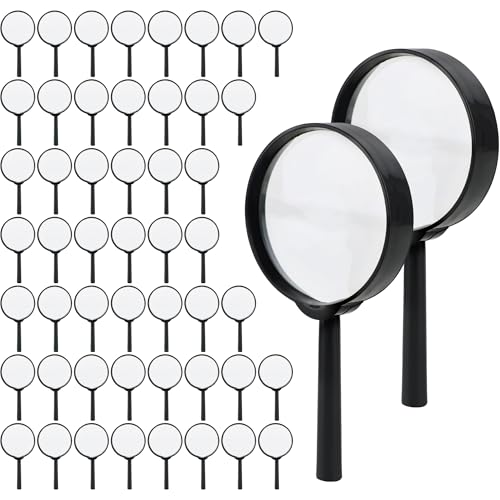 52 Pack Kids Magnifying Glass Mini Plastic Hand Lens Portable Handheld Magnifier Lenses Bulk for Kids Reading Science Class Outdoor Activities