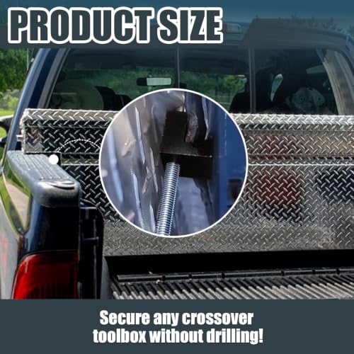 Truck Tool Box Tie Down, Toolbox Mounting Kit, Universal Fit Toolbox Tie Downs Crossover with Screws and Washers, Upgraded J Hook Crossover Tool Box fit for Pickup Truck Tool Box Mount Tie Down - color: Black