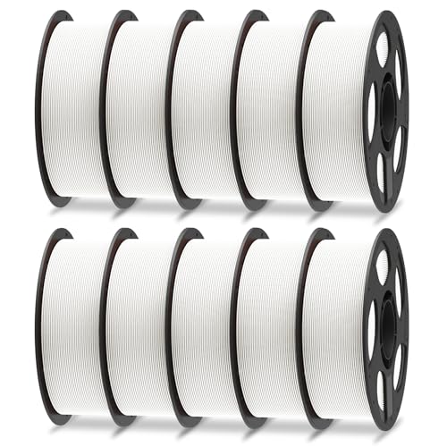 ANYCUBIC PLA Plus (PLA+), 3D Printer Filament 1.75mm Bundle, High Toughness, Dimensional Accuracy +/- 0.02mm, Print with Most FDM 3D Printers, 10 Pack 1KG Reusable Spool White - color: 10kg Pla+ White