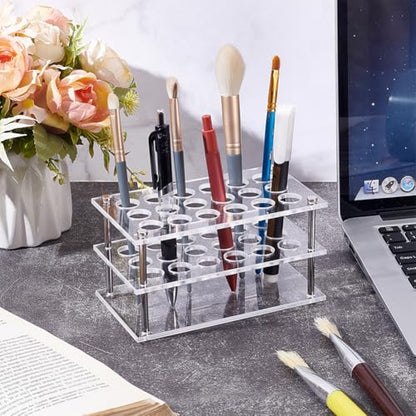 UNICRAFTALE 1 Set 18-Holes Acrylic Test Tube Holder Rack Lab Supplies Rectangle Clear Test Tube Rack Round Holes Test Tube Holder Hole 17mm for Test Tubes Chemistry Laboratory 3.43x6.1x3.39 Inch - size: 15.5x8.7x8cm