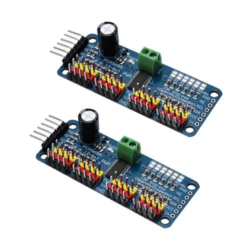 PCA9685 16 Channel 12-bit PWM Servo Motor Driver Module with I2C IIC Interface Compatible with Arduino Raspberry Pi MG90S SG90 MG995 for Robotics DIY Projects (2pcs) - color: 2pcs