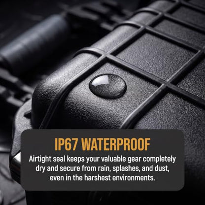 MEIJIA All Weather IP67 Waterproof Hard Camera Case,Hard Protective Case,Hard Case with Customizable Foam,Fit Use of Drones,Camera,Equipments,Pistols(Black,15.98x12.99x6.85inches) - color: Black, size: 15.98x12.99x6.85inches
