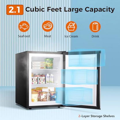 Kismile Upright Freezer, 2.1 Cu.ft Small Mini Freezer, Stainless Steel - color: Stainless Steel, size: 2.1 Cu.ft
