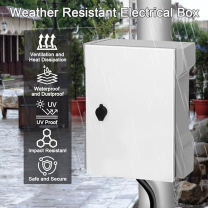 Electrical Junction Box Metal 16.1"x13.8"x7.1" Waterproof Steel Enclosure Weatherproof Project Box with Internal Mounting Panel Hinged Cover - size: 16.1"x13.8"x7.1"