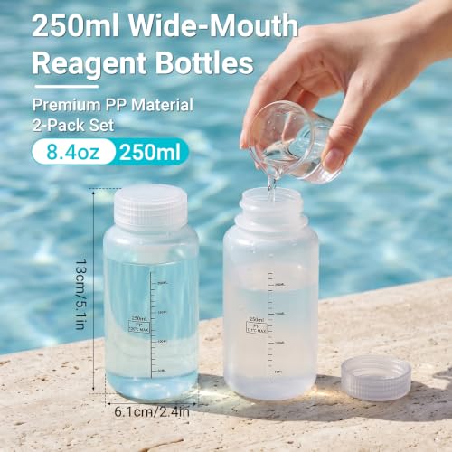 Pool Water Sample Bottle, 2 Pack 8.8 OZ Wide Mouth Liquid Containers