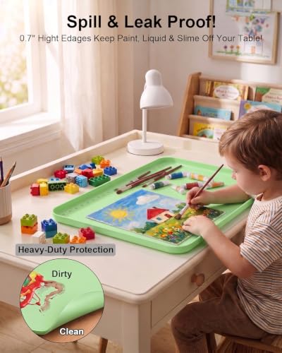 Silicone Mats for Crafts, 12" x 19" Waterproof Non-Slip Playdoh Mat - color: Green, size: 19"x12"