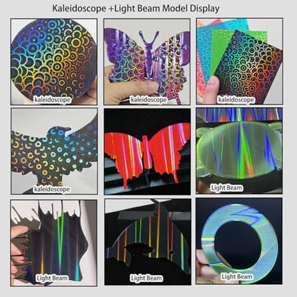 JUUPINE 257x257mm Bambu Lab Build Plate for Bambu Lab X2D/A1/P1P/P1S /P2S/X1/X1C/X1E/3D Printer, 3D Printer Flexible Spring Steel Sheet Removable Platform (Smooth Kaleidoscope+Smooth Light Beam) - color: Kaleidoscope+Light Beam