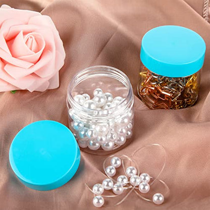 Patelai 4 Pcs Plastic Jars with Lids, Blue, 2 oz, Wide Mouth - color: Blue, size: 2 oz