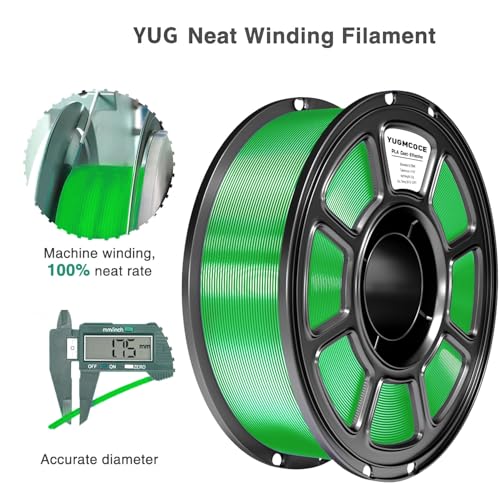 Silk PLA Filament 1.75mm,3D Printer Filament with a Metallic Glossy Finish, Dimensional Accuracy +/- 0.02 mm, 1kg Spool(2.2lbs) Fits for Most FDM 3D (A-Silk Green Pla) - color: A-silk Green Pla