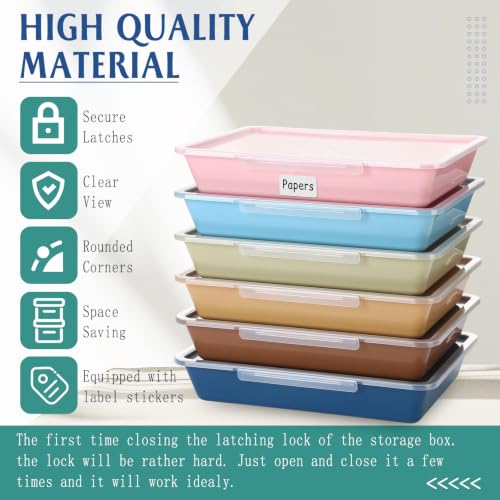 Tinlade 6 Pcs Classroom Paper Storage Bins with Lids, 13x10, Morandi - color: Morandi