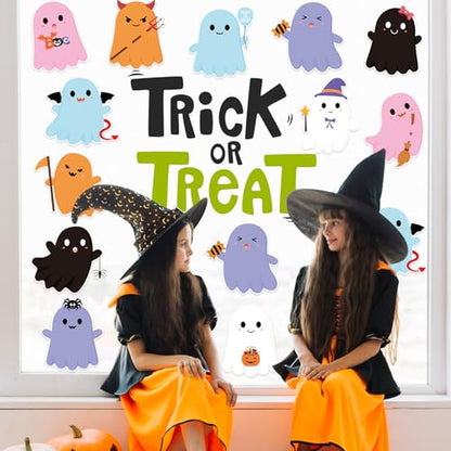 48Pcs Halloween Ghost Cutouts, Cute Ghost Paper Cut Outs Halloween Cutouts Bulletin Board Decor for Trick or Treat Home Office Classroom Chalkboard Window Wall Door Decor - style: Halloween Ghost